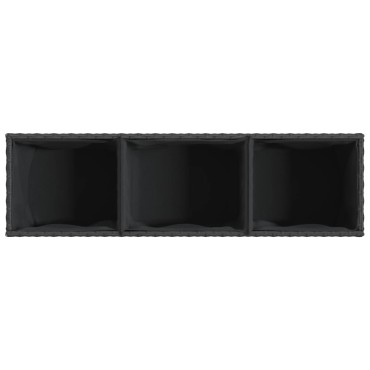 vidaXL Ζαρντινιέρα Κήπου Μαύρη 105x30x32 εκ. Συνθ. Ρατάν με 3 Γλάστρες
