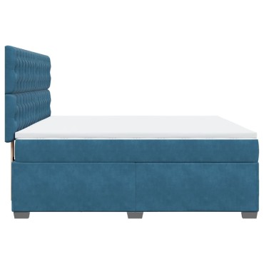 vidaXL Κρεβάτι Boxspring με Στρώμα Μπλε 180x200 εκ. Βελούδινο