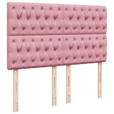 vidaXL Κρεβάτι Boxspring με Στρώμα Ροζ 140x200 εκ. Βελούδινο