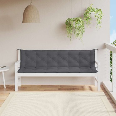 vidaXL Μαξιλάρι Πάγκου Κήπου Ανθρακί 200x(50+50)x7cm Ύφασμα Oxford