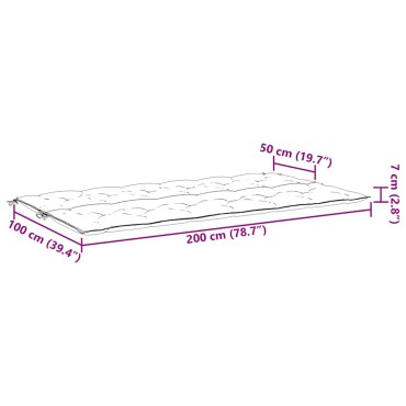 vidaXL Μαξιλάρι Πάγκου Κήπου Ανθρακί 200x(50+50)x7cm Ύφασμα Oxford