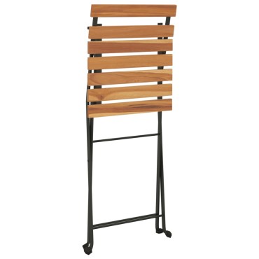 vidaXL Καρέκλες Bistro Πτυσσόμενες 8 τεμ. Μασίφ Ξύλο Teak και Ατσάλι 39x28cm