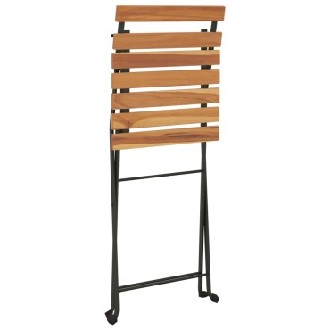 vidaXL Καρέκλες Bistro Πτυσσόμενες 8 τεμ. Μασίφ Ξύλο Teak και Ατσάλι 39x28cm