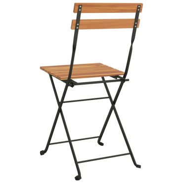 vidaXL Καρέκλες Bistro Πτυσσόμενες 8 τεμ. Μασίφ Ξύλο Teak και Ατσάλι 39x28cm