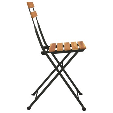 vidaXL Καρέκλες Bistro Πτυσσόμενες 2 τεμ. Μασίφ Ξύλο Teak και Ατσάλι 39x28cm