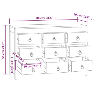 vidaXL Συρταριέρα 80x30x55cm από Μασίφ Ξύλο Teak 1 τεμ.