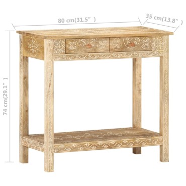 vidaXL Τραπέζι Κονσόλα 80x35x74cm από Μασίφ Ξύλο Μάνγκο 1 τεμ.