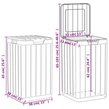 vidaXL Κάδος Απορριμμάτων Εξ. Χώρου Ανθρακί 38x38x65 εκ. Πολυπρ/λένιο
