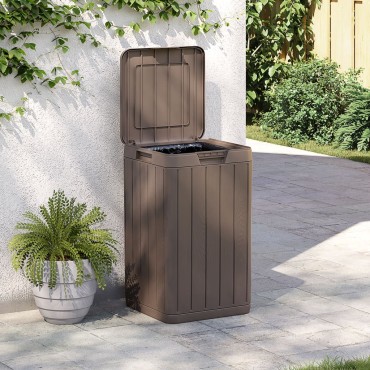 vidaXL Κάδος Απορριμμάτων Εξωτερ. Χώρου Καφέ 38x38x65 εκ. Πολυπρ/λένιο