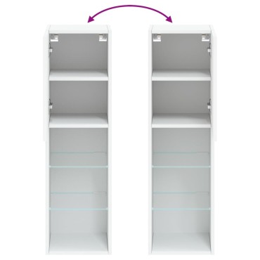 vidaXL Έπιπλα Τηλεόρασης με LED 2 τεμ. Λευκά 30,5x30x102cm