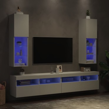 vidaXL Έπιπλα Τηλεόρασης με LED 2 τεμ. Λευκά 30,5x30x102cm