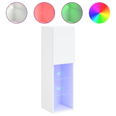 vidaXL Έπιπλα Τηλεόρασης με LED 2 τεμ. Λευκά 30,5x30x102cm