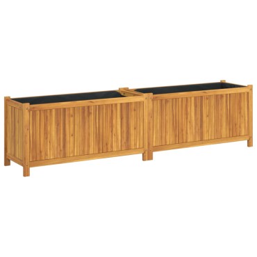 vidaXL Ζαρντινιέρα Κήπου με Επένδυση 199x38,5x50εκ. Μασίφ Ξύλο Ακακίας