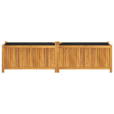 vidaXL Ζαρντινιέρα Κήπου με Επένδυση 199x38,5x50εκ. Μασίφ Ξύλο Ακακίας