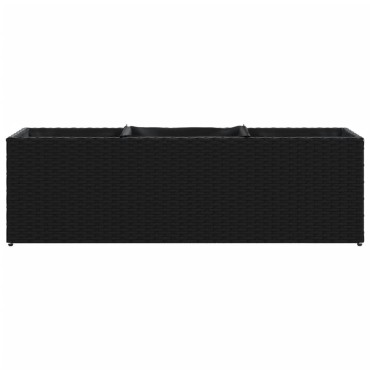vidaXL Ζαρντινιέρες Κήπου Μαύρες 105x30x32εκ Συνθ. Ρατάν με 3 Γλάστρες