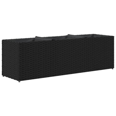 vidaXL Ζαρντινιέρες Κήπου Μαύρες 105x30x32εκ Συνθ. Ρατάν με 3 Γλάστρες