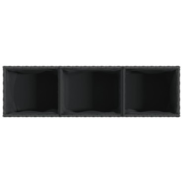 vidaXL Ζαρντινιέρες Κήπου Μαύρες 105x30x32εκ Συνθ. Ρατάν με 3 Γλάστρες