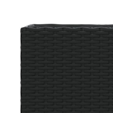 vidaXL Ζαρντινιέρες Κήπου Μαύρες 105x30x32εκ Συνθ. Ρατάν με 3 Γλάστρες