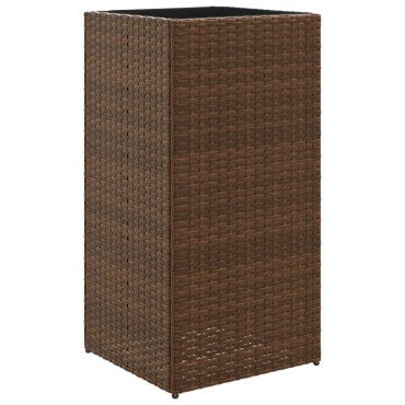 vidaXL Ζαρντινιέρες Κήπου 2 τεμ. Καφέ 40x40x80 εκ. από Συνθετικό Ρατάν