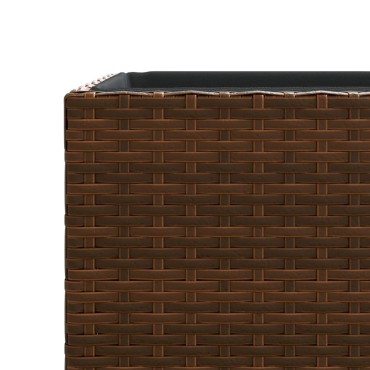 vidaXL Ζαρντινιέρες Κήπου 2 τεμ. Καφέ 40x40x80 εκ. από Συνθετικό Ρατάν