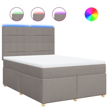 vidaXL Κρεβάτι Boxspring με Στρώμα Taupe 160x200cm Υφασμάτινο 1 τεμ. - Διπλό