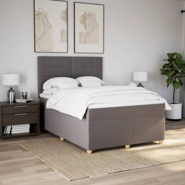 vidaXL Κρεβάτι Boxspring με Στρώμα Taupe 160x200cm Υφασμάτινο 1 τεμ. - Διπλό