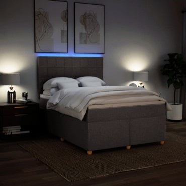 vidaXL Κρεβάτι Boxspring με Στρώμα Taupe 160x200cm Υφασμάτινο 1 τεμ. - Διπλό