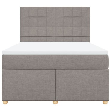 vidaXL Κρεβάτι Boxspring με Στρώμα Taupe 160x200cm Υφασμάτινο 1 τεμ. - Διπλό