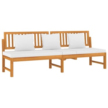 vidaXL Καναπές Κρεβάτι 200x60x75cm Μασίφ Ακακία με Κρεμ Μαξιλάρι