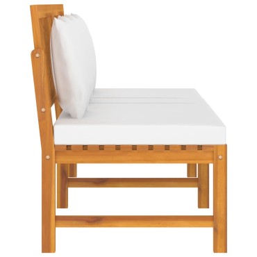 vidaXL Καναπές Κρεβάτι 200x60x75cm Μασίφ Ακακία με Κρεμ Μαξιλάρι
