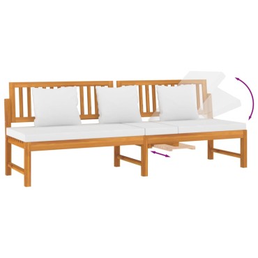 vidaXL Καναπές Κρεβάτι 200x60x75cm Μασίφ Ακακία με Κρεμ Μαξιλάρι