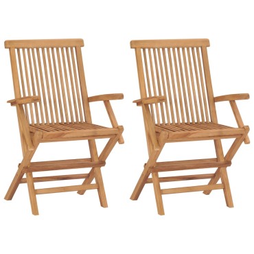 vidaXL Καρέκλες Κήπου 2 τεμ. από Μασίφ Ξύλο Teak με Taupe Μαξιλάρια 55x60x89cm