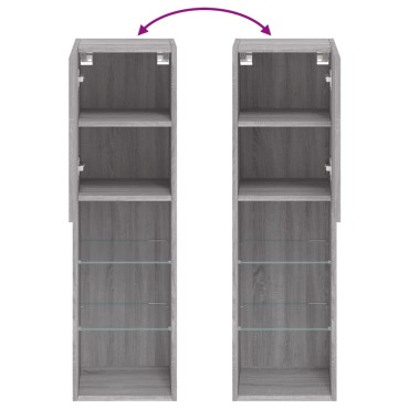 vidaXL Έπιπλα Τηλεόρασης με LED 2 τεμ. Γκρι Sonoma 30,5x30x102cm
