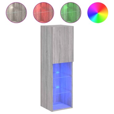 vidaXL Έπιπλα Τηλεόρασης με LED 2 τεμ. Γκρι Sonoma 30,5x30x102cm
