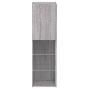 vidaXL Έπιπλα Τηλεόρασης με LED 2 τεμ. Γκρι Sonoma 30,5x30x102cm