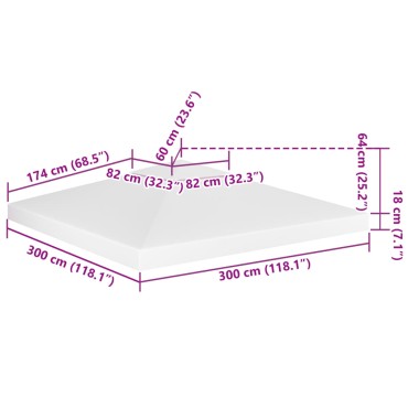 vidaXL Κάλυμμα για Κιόσκι 2 Επιπέδων Λευκό 3 x 3 μ. 310 γρ./μ²