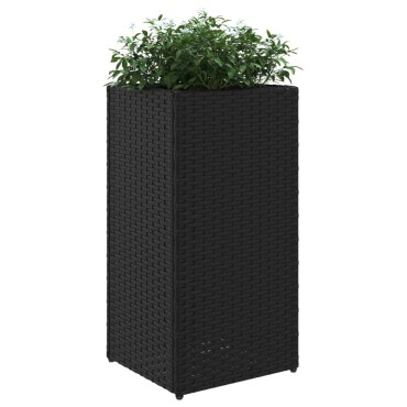 vidaXL Ζαρντινιέρα Κήπου Μαύρη 30x30x60 εκ. από Συνθετικό Ρατάν