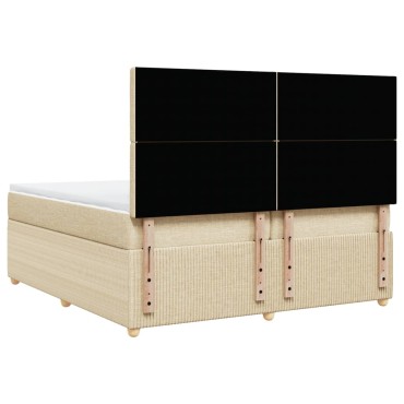 vidaXL Κρεβάτι Boxspring με Στρώμα Κρεμ 200x200cm Υφασμάτινο 1 τεμ. - Διπλό