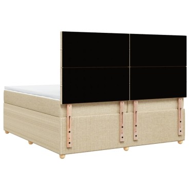 vidaXL Κρεβάτι Boxspring με Στρώμα Κρεμ 200x200cm Υφασμάτινο 1 τεμ. - Διπλό