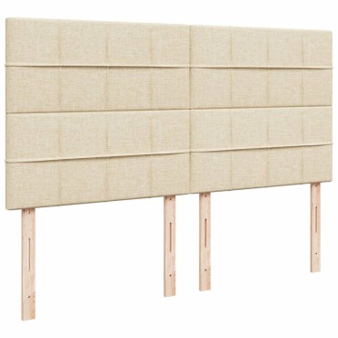 vidaXL Κρεβάτι Boxspring με Στρώμα Κρεμ 200x200cm Υφασμάτινο 1 τεμ. - Διπλό