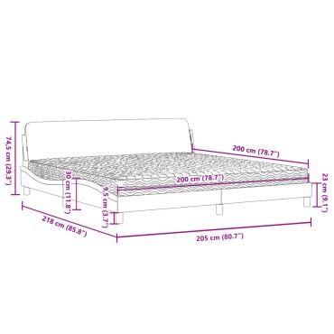 vidaXL Κρεβάτι με Στρώμα Κρεμ 200x200 εκ. Υφασμάτινο