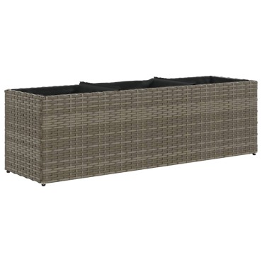 vidaXL Ζαρντινιέρα Κήπου Γκρι 105x30x32 εκ. Συνθ. Ρατάν με 3 Γλάστρες