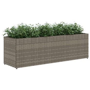 vidaXL Ζαρντινιέρα Κήπου Γκρι 105x30x32 εκ. Συνθ. Ρατάν με 3 Γλάστρες