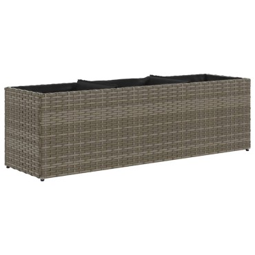 vidaXL Ζαρντινιέρα Κήπου Γκρι 105x30x32 εκ. Συνθ. Ρατάν με 3 Γλάστρες