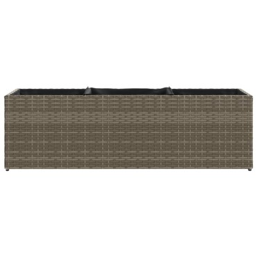 vidaXL Ζαρντινιέρα Κήπου Γκρι 105x30x32 εκ. Συνθ. Ρατάν με 3 Γλάστρες