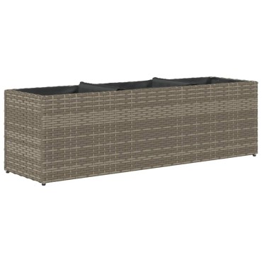 vidaXL Ζαρντινιέρα Κήπου Γκρι 105x30x32 εκ. Συνθ. Ρατάν με 3 Γλάστρες
