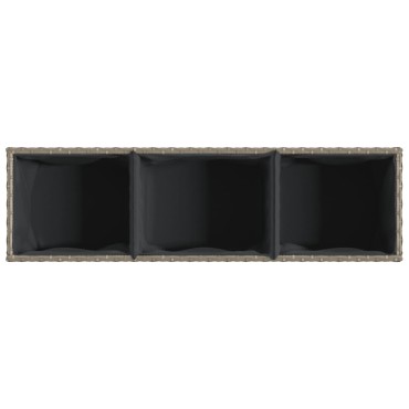 vidaXL Ζαρντινιέρα Κήπου Γκρι 105x30x32 εκ. Συνθ. Ρατάν με 3 Γλάστρες