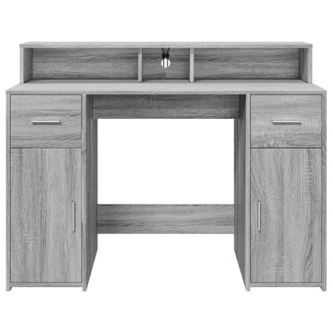 vidaXL Γραφείο με LED Γκρι Sonoma 120x55x91cm Επεξεργ. Ξύλο 1 τεμ.