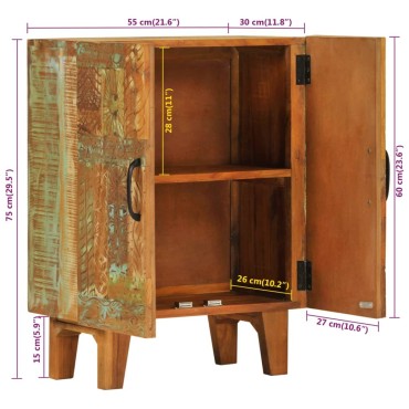 vidaXL Ντουλάπι με Χειροποίητο Σκάλισμα 55x30x75cm Μασίφ Ανακυκλ. Ξύλο