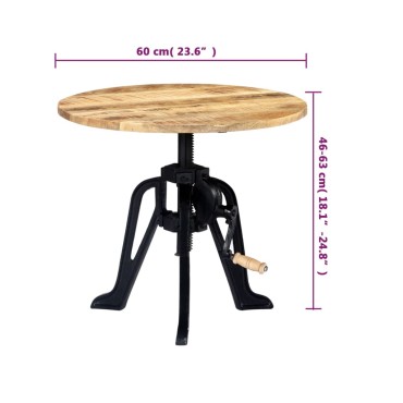 vidaXL Τραπέζι Βοηθητικό 60x(46-63)cm Μασίφ Ξύλο Μάνγκο/Χυτοσίδηρος 1 τεμ.